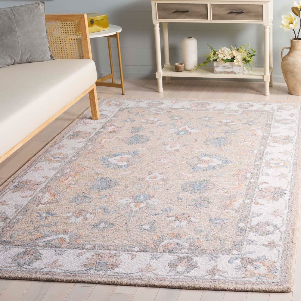 Heritage 6 ft. x 9 ft. Beige/Ivory Border Ornate Floral Area Rug price history on PriceWatchPro