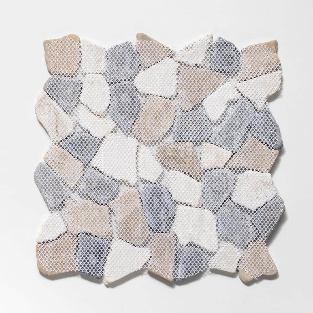 11" x 11" Multicolor Tumbled Marble Mosaic Tile