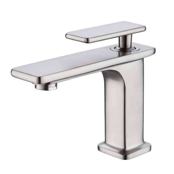 Single-Handle Single Hole Bathroom Sink Faucet in Brushed Nickel