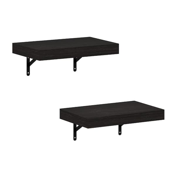 Furinno Tanna 1.65 in. Tall Tobacco Oak Wood Floating Bookcase (Set of 2)
