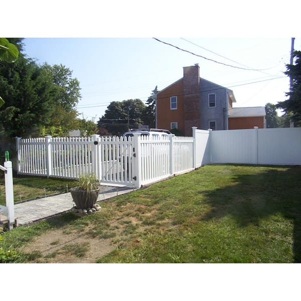 Weatherables Barrington 5 ft. W x 3 ft. H White Vinyl Picket Fence Gate Kit