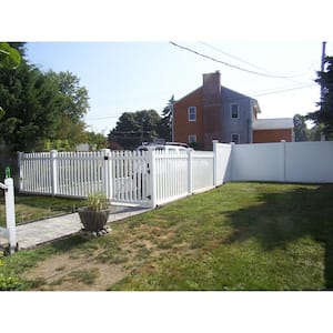 Plymouth 5 ft. W x 3 ft. H White Vinyl Picket Fence Gate Kit Includes Gate Hardware