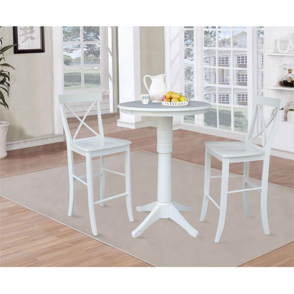 White Solid Wood X-Back 30" Bar Stool