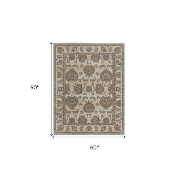 5 ft. x 8 ft. Tan, Ivory Solid Color Area Rug