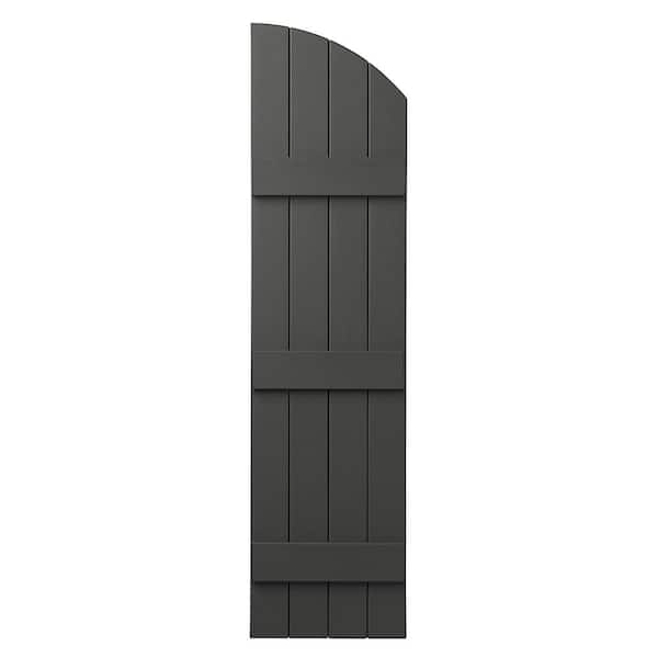 Ply Gem 15 in. x 57 in. Polypropylene Plastic Arch Top Closed Board and Batten Shutters Pair in Spanish Moss