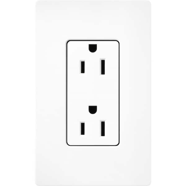 Claro 15 Amp Duplex Outlet, Brilliant White (SCR-15-BW)