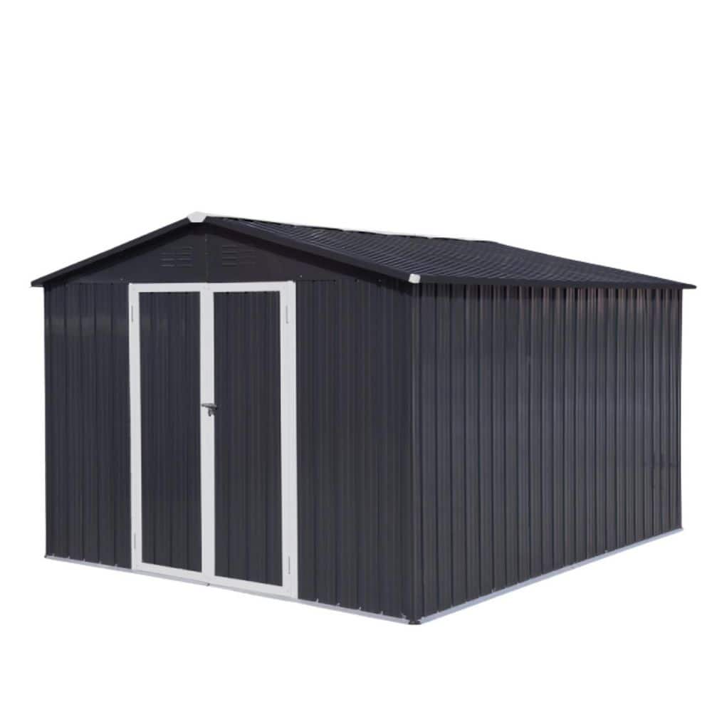 12 ft. W x 10 ft. D Metal Outdoor Storage Garden Shed with Double Door in Dark Gray (120 sq. ft. ) price history on PriceWatchPro