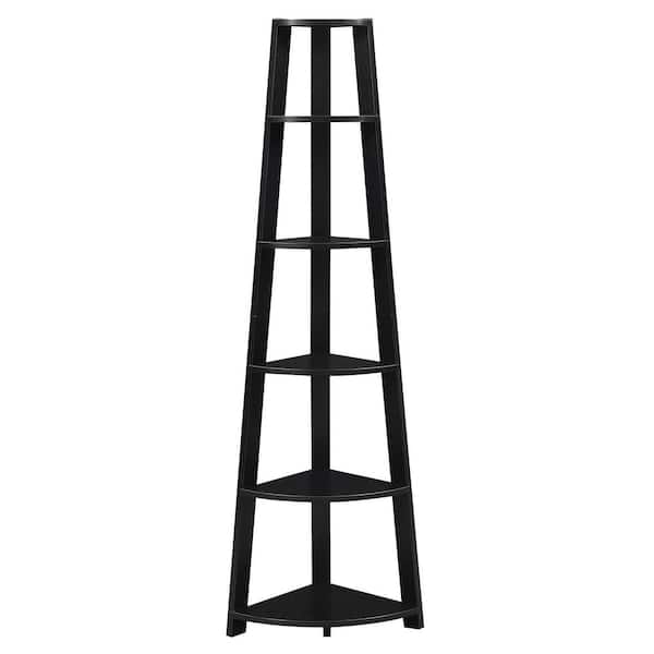 Convenience Concepts Newport 71 in. Black MDF 6 Tier Corner Accent Bookcase