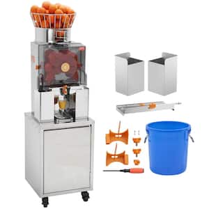 Commercial Orange Juicer, 120W Automatic Feeding Juice Extractor with Water Tap, Stainless Steel Juicer Machine, Sliver