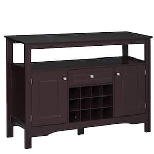 47.75 in. Brown Rectangular Wood End Table with 12-Bottle Wine Rack