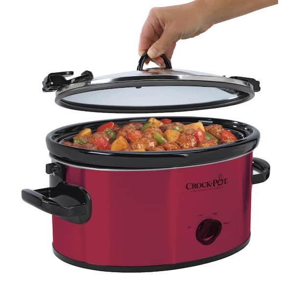 Crock-Pot 6 Qt. Red Stainless Steel Slow Cooker with Glass Lid and Keep Warm Setting