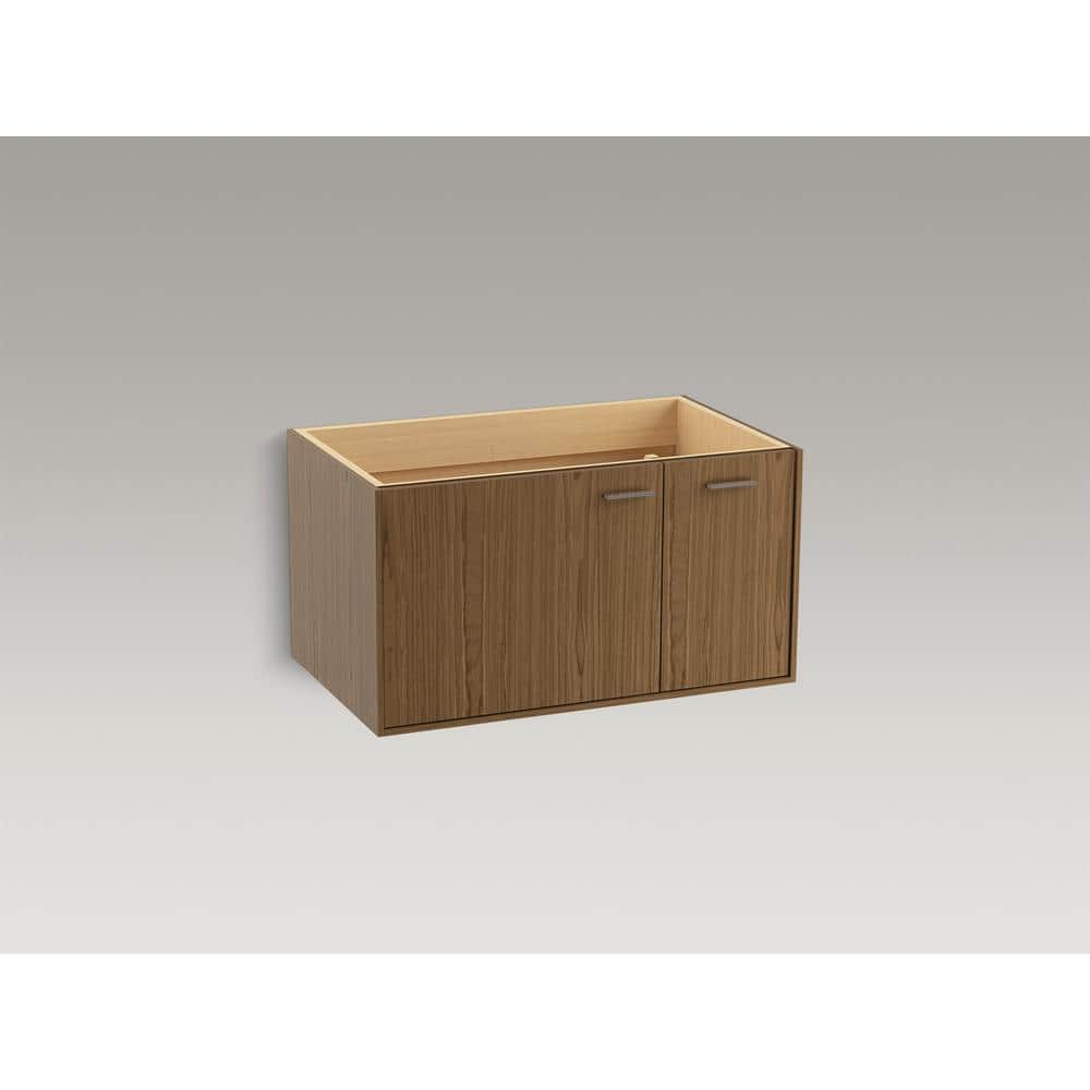 Walnut Flax 36" Wall-Hung Bathroom Vanity with White Top