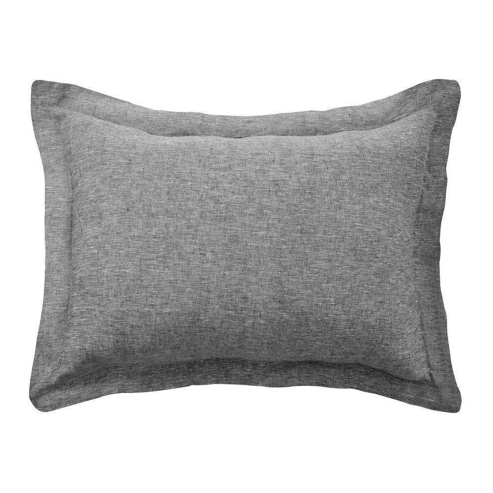 LEVTEX HOME Washed Linen Heathered Stone Flange 26 in. x 20 in. Standard Sham