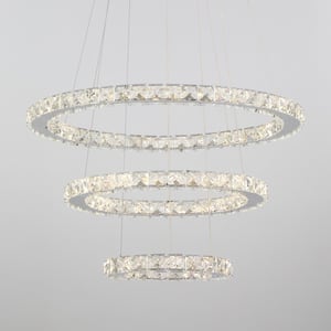 Jefferson 3-Light Chrome Integrated LED Unique Tiered Chandelier with Crystal Accents