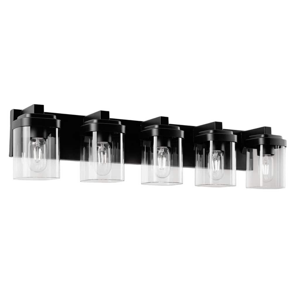 15.75 in. 3 Light Matte Black Vanity Light with Clear Glass Shade price history on PriceWatchPro