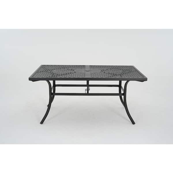 Hampton Bay Stanworth Brown Rectangle Metal Outdoor Dining Table