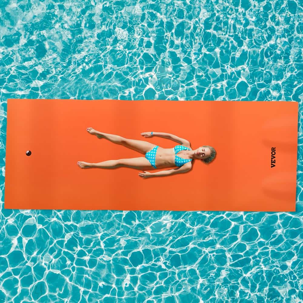 Large Orange and Yellow 18x6 ft Floating Water Mat with Tear-Resistant XPE Foam