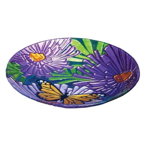 Evergreen Enterprises Monarch Floral Glass Birdbath