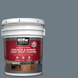 5 gal. #N490-5 Charcoal Blue Self-Priming 1-Part Epoxy Satin Interior/Exterior Concrete and Garage Floor Paint