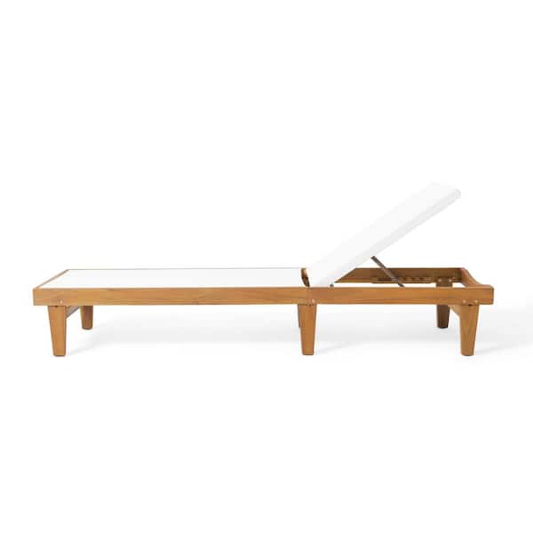 Summerland White and Teak Brown Wood Adjustable Outdoor Patio Chaise Lounges (Set of 2)