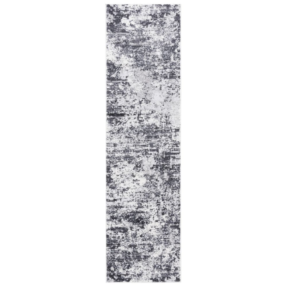 Amelia 2 ft. x 10 ft. Charcoal/Ivory Abstract Runner Rug