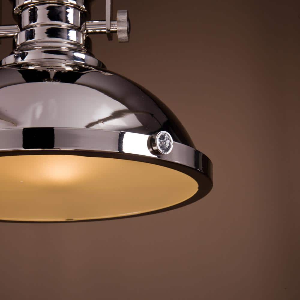 13" Polished Nickel Dome Pendant Light with Clear Glass Shade