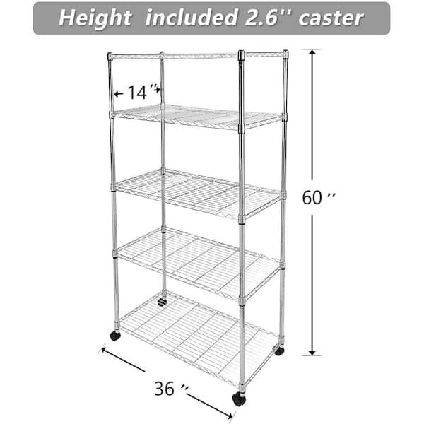 Tileon 4-Shelf Iron Pantry Organizer with Wheels in Silver, Adjustable  Heavy-Duty Storage Shelves for Kitchen AYBSZHD1700 - The Home Depot