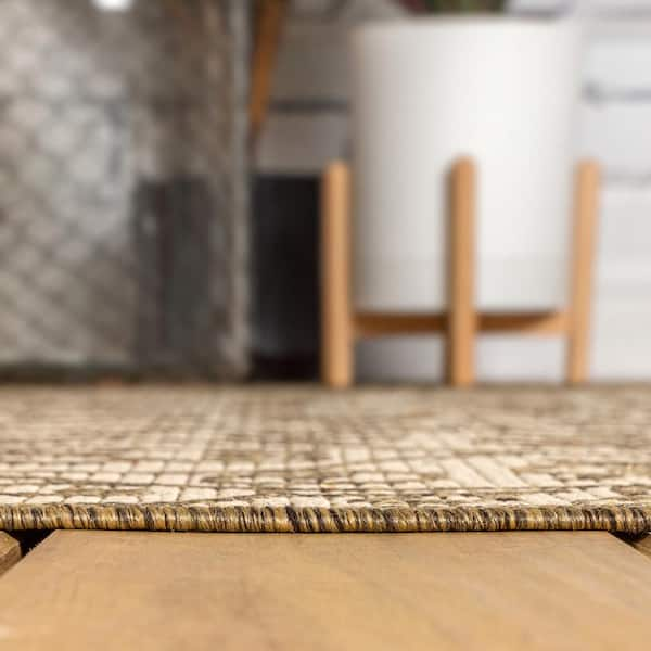 3'x5' Madrid Vintage Filigree Textured Weave Indoor/Outdoor Area Rug, Beige/Brown - Jonathan Y