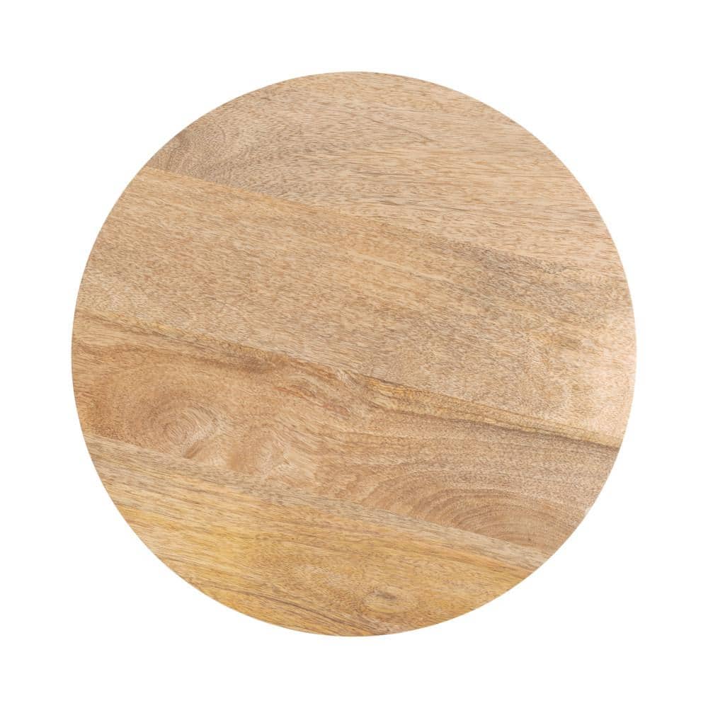 Natural Mango Wood Round Two-Tier Side Table, 16x16x24