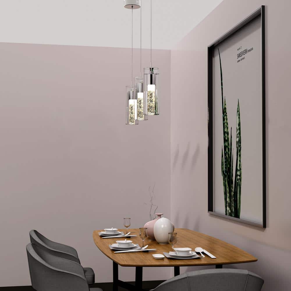 8.5-Watt Integrated LED Chrome Pendant with Crystal Bubble Glass Shade(3 Pack) price history on PriceWatchPro