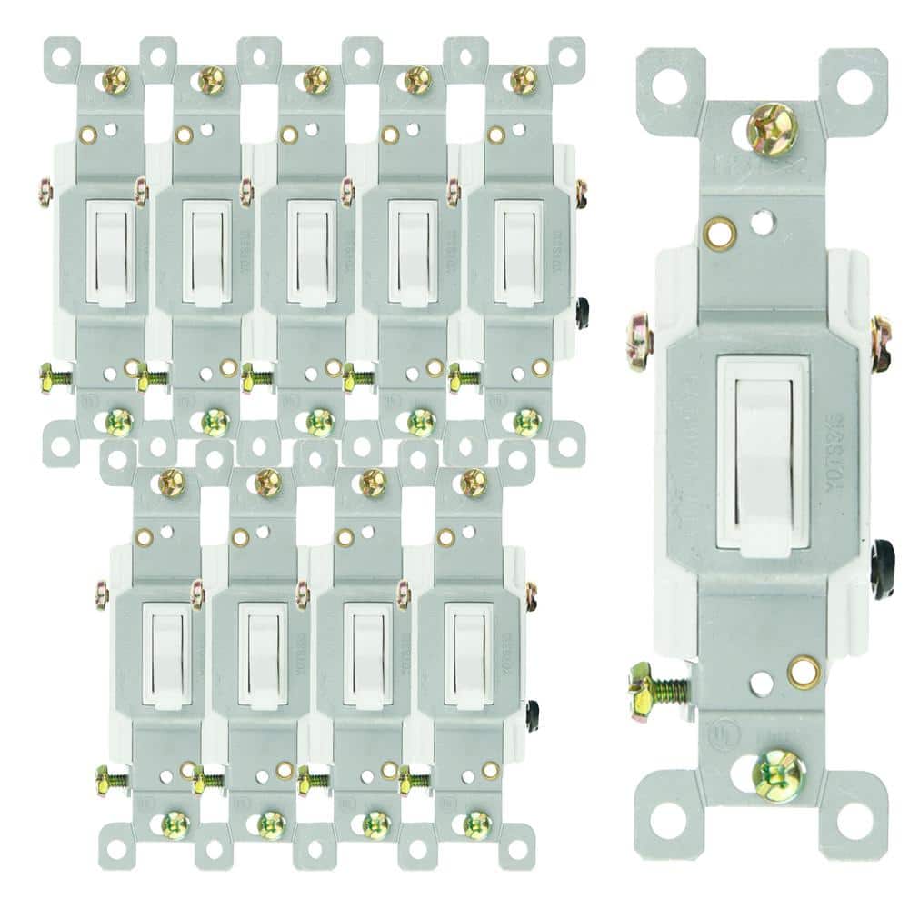 Sunlite 15 Amp Toggle Grounded Light Switch White (10-Pack