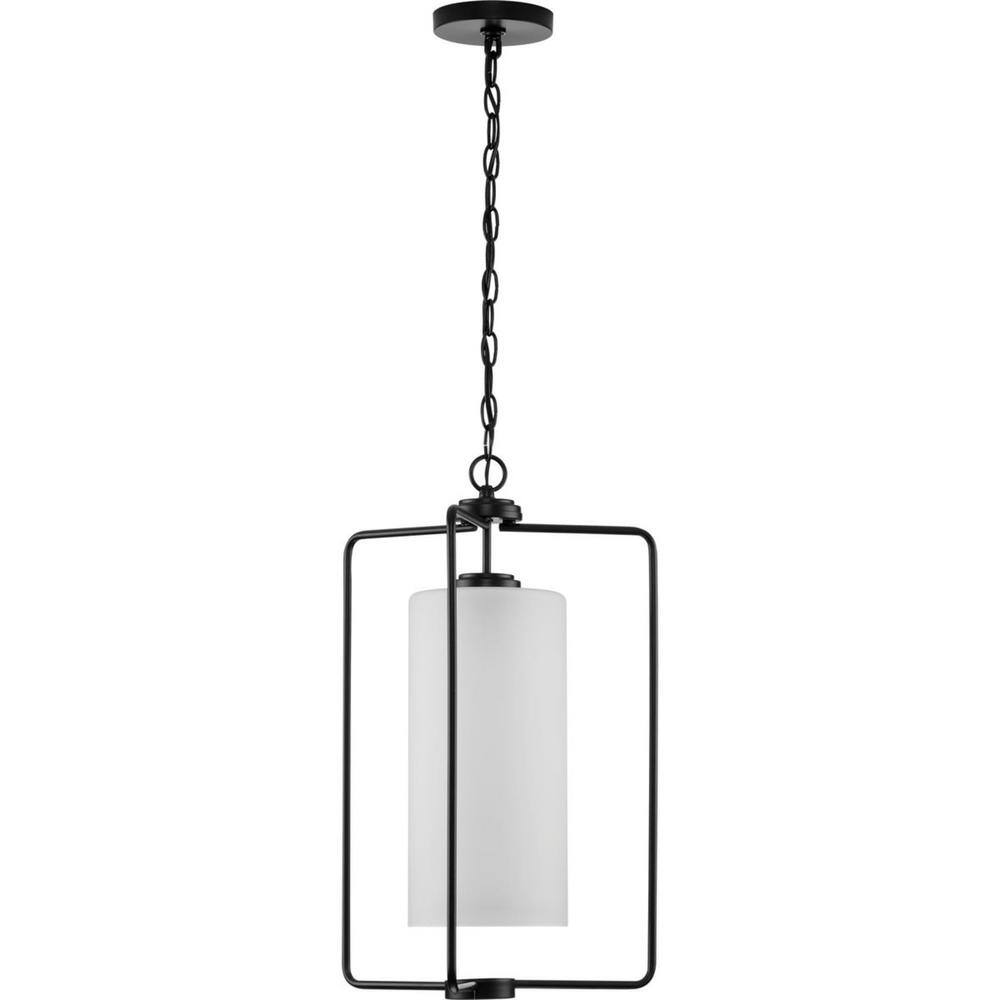 Merry Matte Black and Etched Glass Foyer Pendant Light
