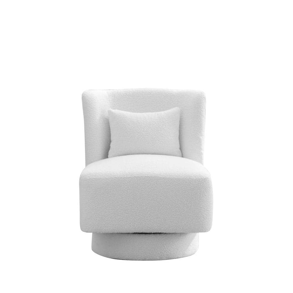 23.6 in. W Ivory Boucle Swivel Accent Chair for Bedroom Living Room Lounge 