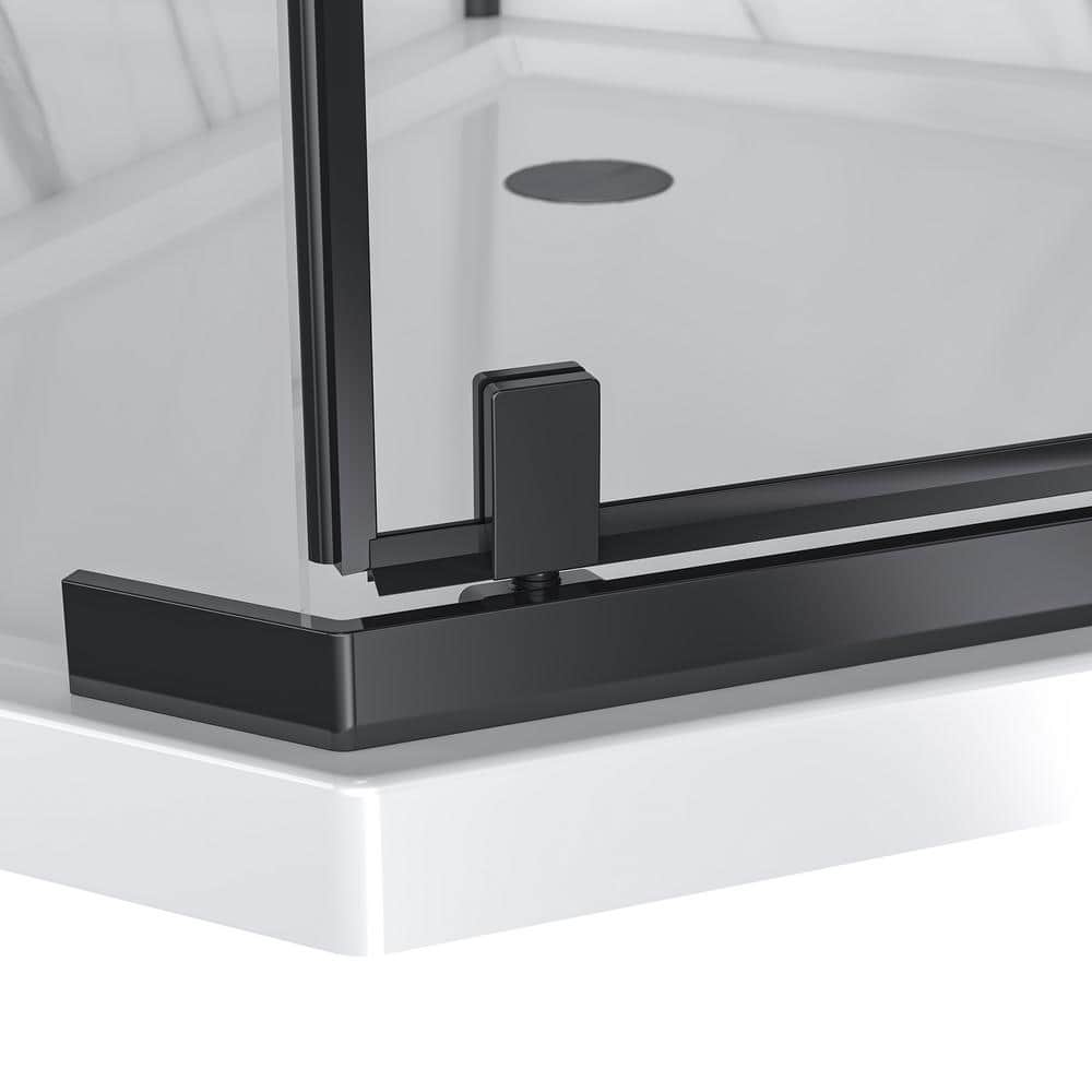 Capri 38" Black Aluminum Neo-Angle Shower Kit