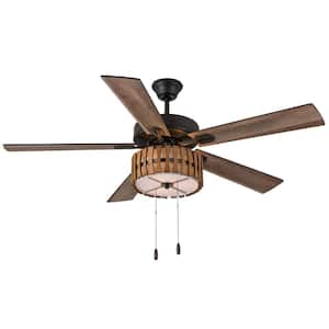 52 in. Indoor Oil Rubbed Bronze Max Mid-Century Modern Style Ceiling Fan with Light Kit