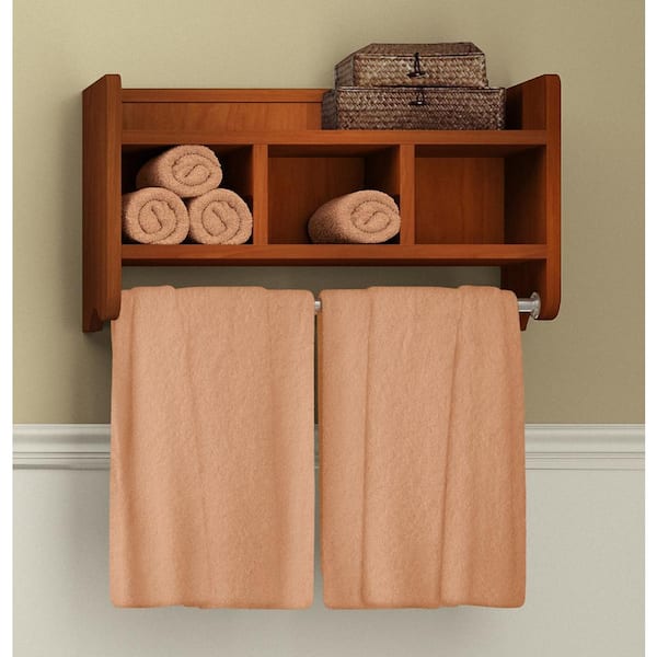 Bolton Bathroom Storage Cubby & Towel Bar Wall Shelf