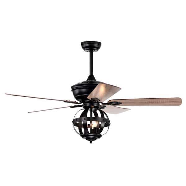 Parrot Uncle Yancy 52 in. Indoor Black Caged Ceiling Fan with Light Kit and Remote Control