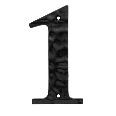 6 in. Black Cast Iron House Number 1