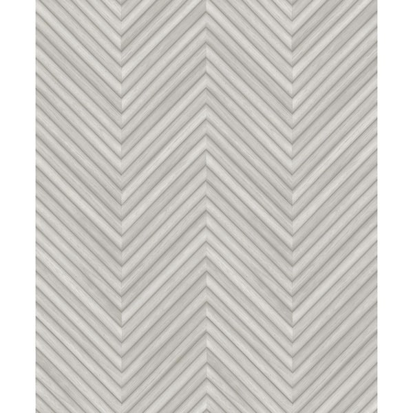 Unbranded Woods and Wicker Collection Silver Herringbone Wood Effect Matte Finish Vinyl on Non-woven Non-pasted Wallpaper Roll