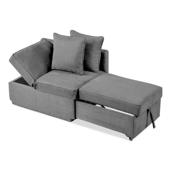Minsta Grey Fabric Adjustable Chaise Lounge with Casters