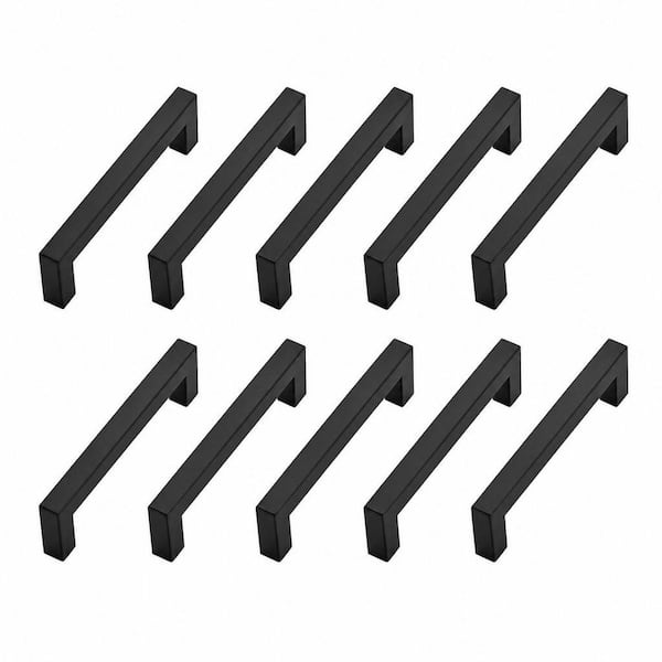 10-Pack 5 in. Square Matte Black Kitchen Cabinet Handles Cabinet Installation Hardware