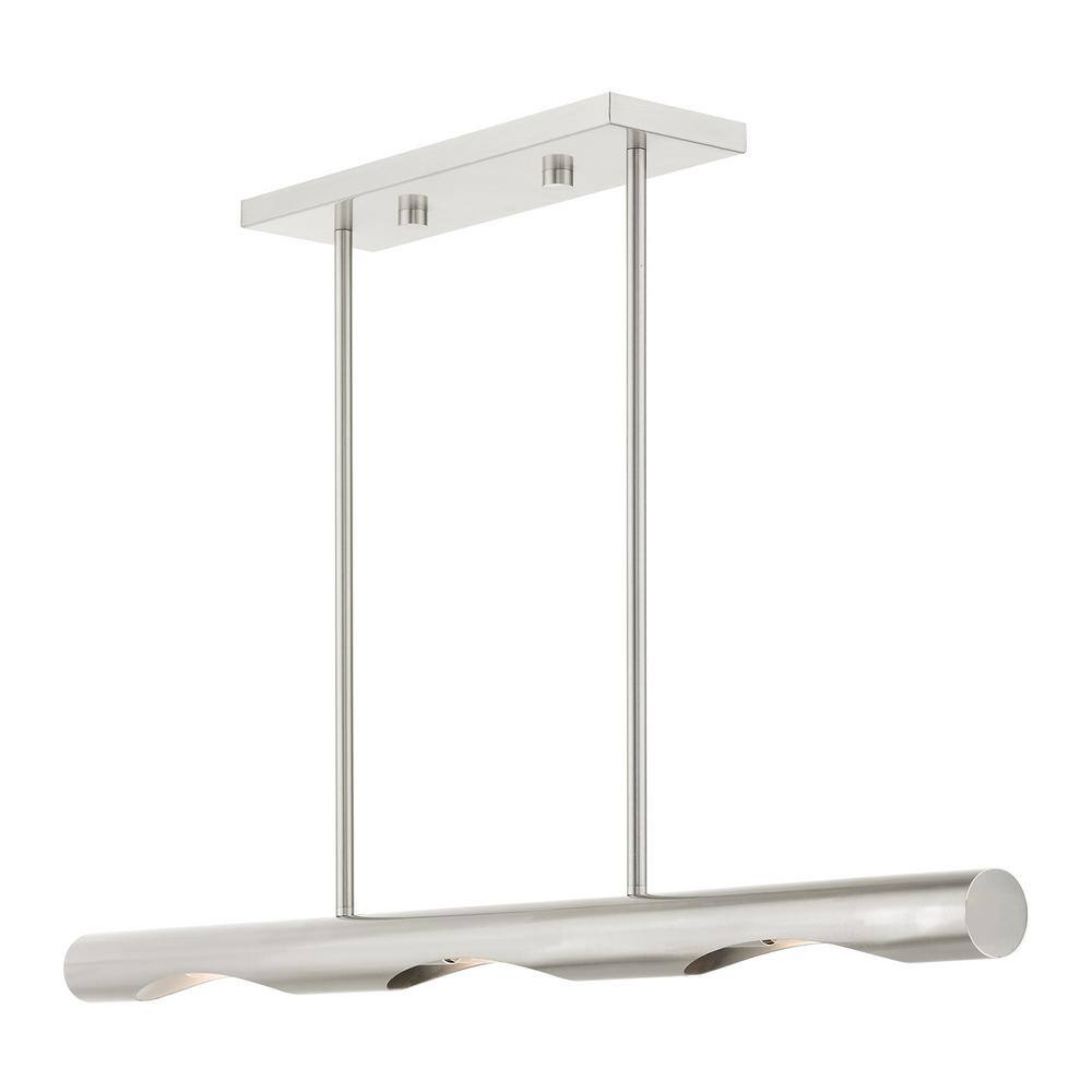 Acra Brushed Nickel 3-Light Linear Chandelier