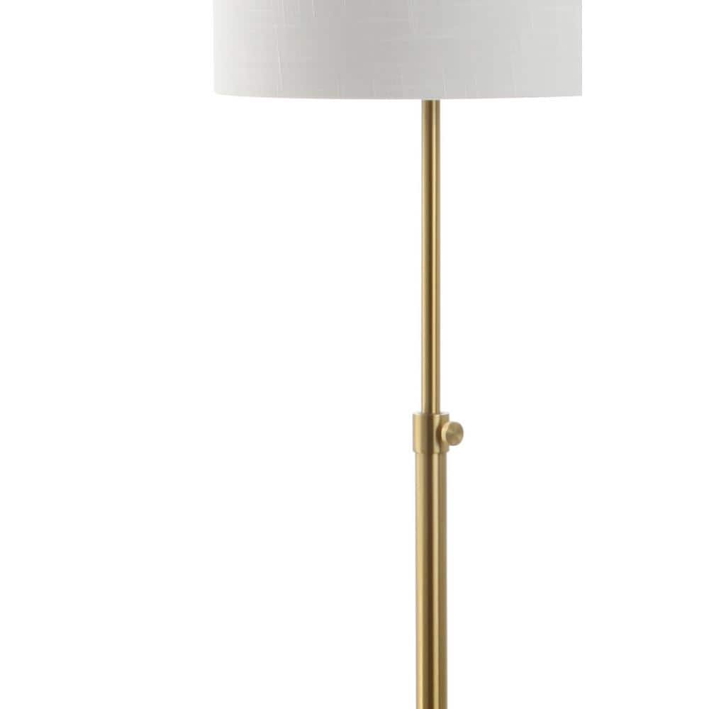 Elegant Brass and Black Marble Adjustable Floor Lamp with Linen Shade