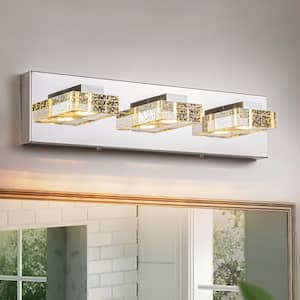 Eileen 18.1 in. 3-Light Chrome Modern Crystal Integrated LED Vanity Light