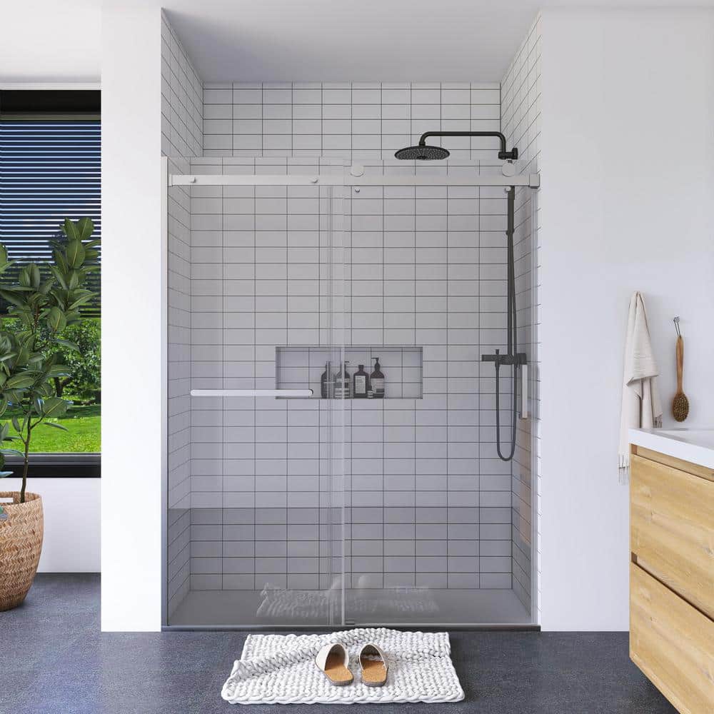56-60" Brushed Nickel and Glass Sliding Shower Door