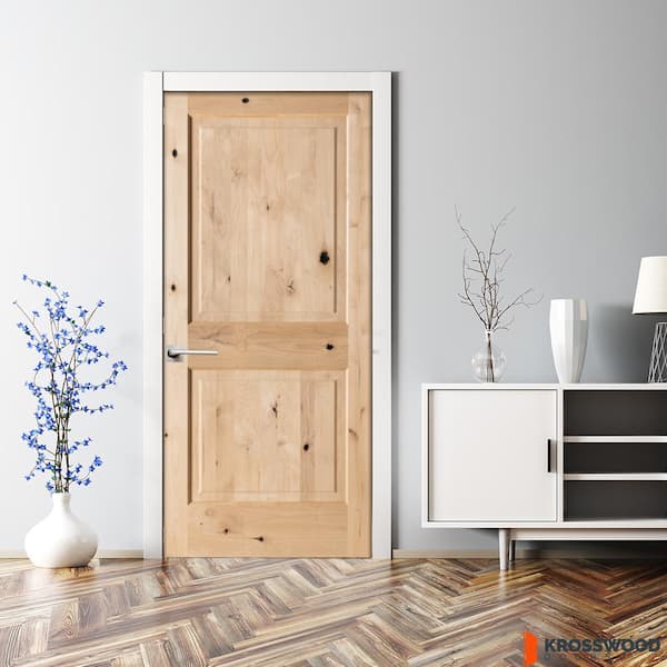 DIY RTA Kit 30 in. x 80 in. Knotty Alder 2-Panel Square Top Right-Hand Unfinished Single Ready To Assemble Interior Door