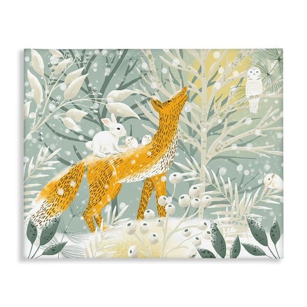Stupell Industries Winter Forest Animals by Ginger Deverell 1-Piece Unframed Graphic Print Animal Poster Art Print 48 in. x 36 in.
