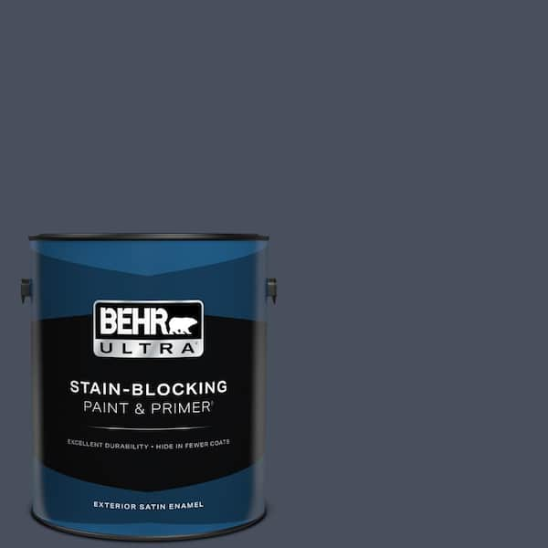 BEHR ULTRA 1 gal. #S510-7 Dark Denim Satin Enamel Exterior Paint & Primer