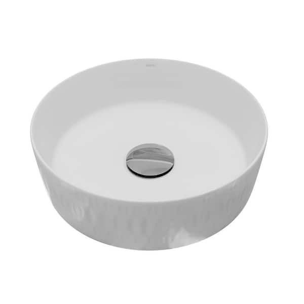 Valera 14 in. Vitreous China Round Vessel Bathroom Sink in White