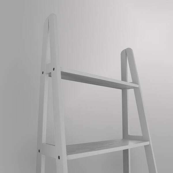 White Wood 5 Shelf Ladder Bookcase, Casual Home 5 Shelf Ladder Bookcase White